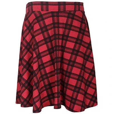 Image of Womens Elasticated Waistband Soft Stretch Skirt Ladies Knee Length FLA Swing Skater Midi