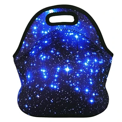 Image of JIMOWANG Blue Star Cute Neoprene Lunch Bag Reusable Box Insulated Bags Tote Cartoon Thermal Picnic Waterproof Handbag