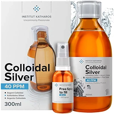 Image of Highest Purity Colloidal Silver 300mL ● 40 PPM Free Spray to Fill Superior Concentration, Smaller Particles, Better Results Certified by 3 Independent Laboratories Institut Katharos