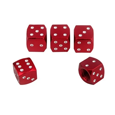 Image of SENZEAL 5x Dice Dust Caps Bikes Aluminum Wheel Motorbike Car Tyre Valve Red