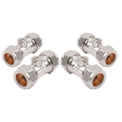 Image of SK INFINITY 15mm Isolation Valves WRAS Approved Compression Fitting Stopcock Valve Street Pair (Pack of 4)