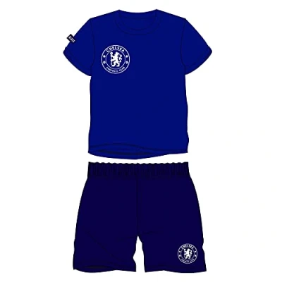 Image of Chelsea Kids Childrens Football Short Pyjamas/Pyjama Shorts Set Blue Age 11 12 Years