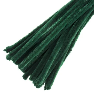 Image of Trimits Craft Synthetic Chenille Stem Pipe Cleaners, 30cm x 12mm, Green