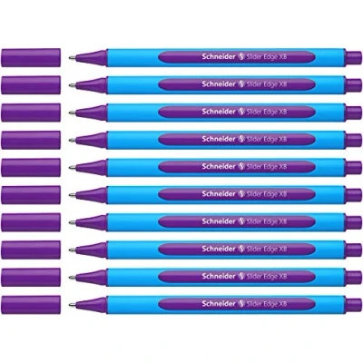 Image of Schneider Slider Edge 152208 Ballpoint Pen with Cap Model Pack of 10 Purple
