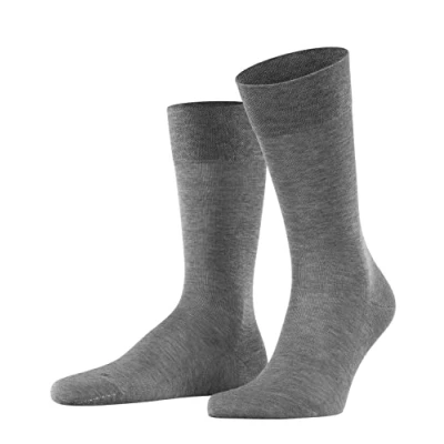Image of FALKE Men&#039;s Sensitive Malaga M So Cotton With Soft Tops 1 Pair Socks, Grey Steel Melange 3165, 5.5 8