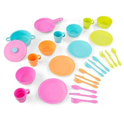 Image of KidKraft 27 Piece Neon Cookware Playset, Play Kitchen Utensils Set for Kids, Accessory Kids&#039; Kitchen, Toy Accessories, Toys, 63319