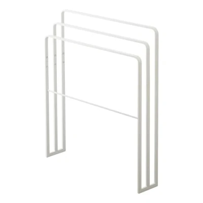 Image of Yamazaki 4979 TOWER Bath Towel Hanger With 3 Bars, white, Steel, Minimalist, 70 x 14 81 cm