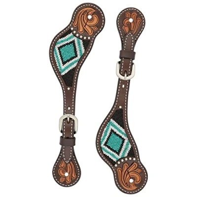 Image of Turquoise Cross Beaded Ladies&#039; Spur Straps