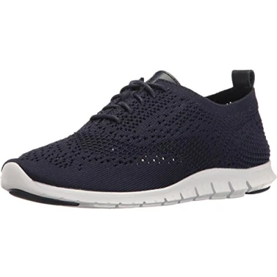 Image of Cole Haan Women&#039;s Zerogrand Stitchlite Oxford, Blue (Marine Knit/Leather/Optic White Marine KNT), 7 UK