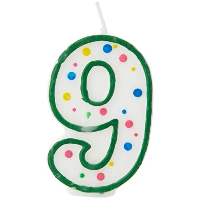 Image of PME CA049 Green Number 9 Candle, Large Size