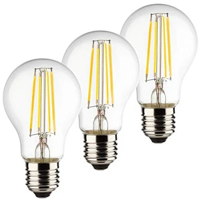 Image of Müller Licht LED Light Bulb, Glass, E27, 40 watt Equivalent, 4 watts, Set of 3, Silver Look, 6 x 10.6 cm, 3 Units