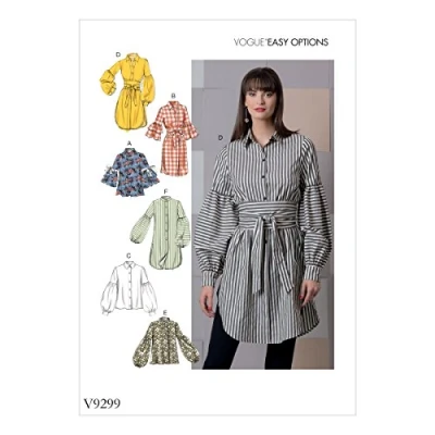 Image of Vogue Patterns 9299 A5 Misses Top and Belt, Tissue, Multi Colour, 15 x 0.5 22 cm