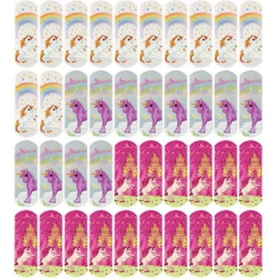 Image of com four® 40x Water repellent plasters for children Colourful Plaster strips set with unicorn motifs Clinically tested