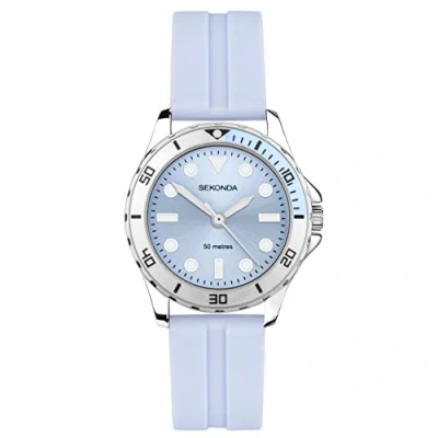 Image of Sekonda Balearic Ladies 33mm Quartz Watch in Blue with Analogue Display, and Rubber Strap 40570