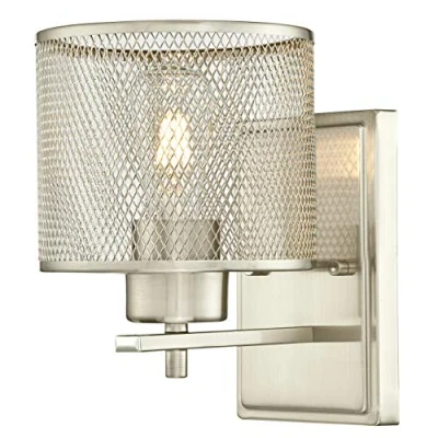 Image of Westinghouse Lighting 63278 Morrison One Light Indoor Wall Fixture, Brushed Nickel Finish with Mesh Shade