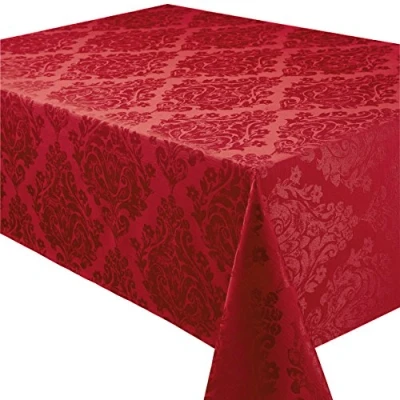 Image of Palazzo Damask Chateau (Red Burgundy) Christmas Rectangular Tablecloth Ideal For 4 6 Place Settings (52x70in 132x178cm Approx)