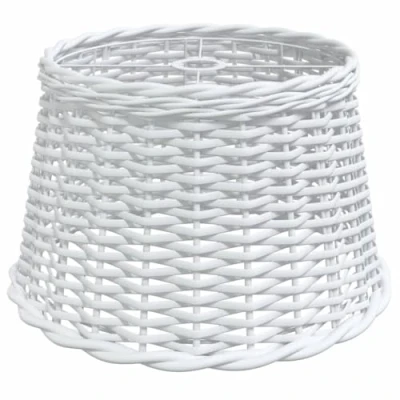 Image of vidaXL Ceiling Lamp Shade Handmade Wicker Pendant Light Shade, White; Durable Iron Holder, Suited for Living Room, Bedroom, Dining Kitchen, Hallway.