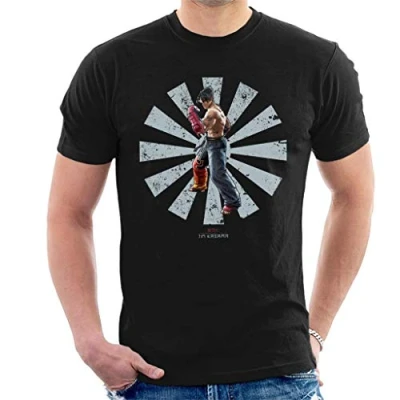 Image of Jin Kazama Retro Japanese Tekken Men&#039;s T Shirt Black