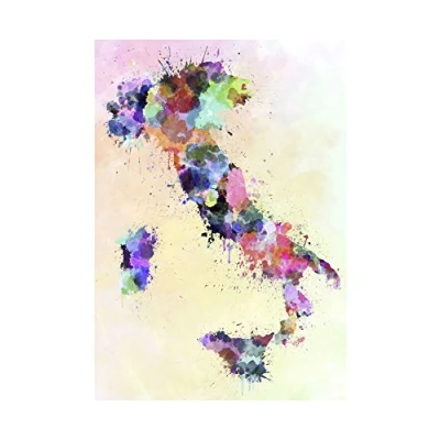 Image of Wee Blue Coo Map Italy Sardinia Sicily Paint Colour Splatter Wall Art Print
