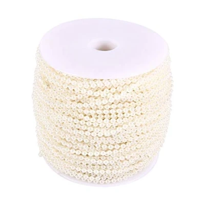 Image of 50M Roll 3mm Fishing Line Pearls String Beads Chain Garland Wedding Decoration Centerpieces (Color : Beige)