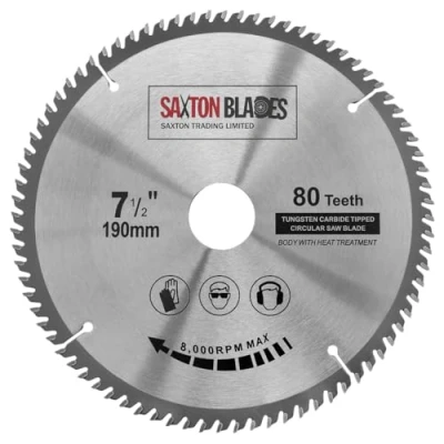 Image of TCT19080T Saxton TCT Circular Wood Saw Blade 190mm x 30mm bore 80T for Bosch Makita Dewalt