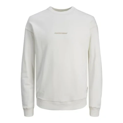 Image of JACK &amp; JONES Men&#039;s Jorfaded Sweat Crew Neck Sweater, Cloud Dancer/Print: jj, XL