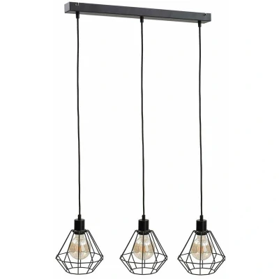 Image of Foskal Bar Pendant Ceiling Light Black, 60cm, 3x E27