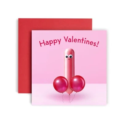 Image of Huxters Rude Valenitnes Day Card Happy Valentines Balloon HappyCard for Husband Wife or Boyfriend Birthday Girlfriend 14.8cm (Valentines)