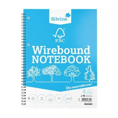 Image of Silvine A5 Everyday FSC Twin Wire Notebook Ruled 8mm Feint, 160 pages of Certified Paper. Ref FSCTWA5