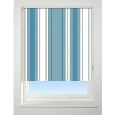 Image of UNIVERSAL Stripe Patterned Thermal Blackout Roller Blind, Blue, W90cm