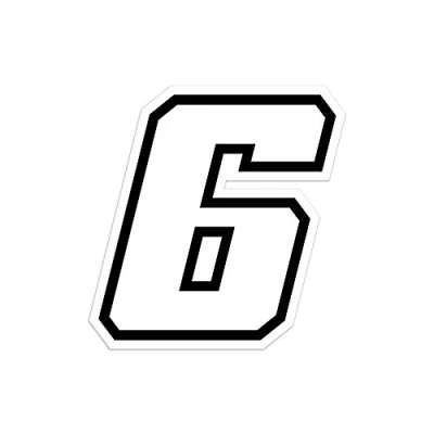 Image of 4R Quattroerre.it 13366 Racing Number 6 Moto GP, White, 10 x cm