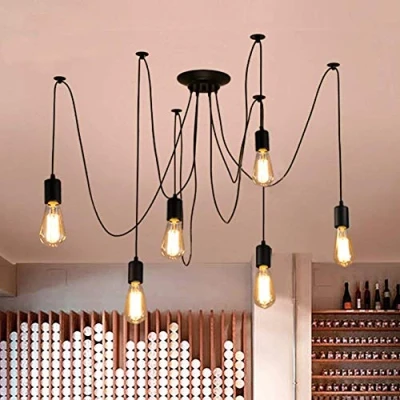 Image of Lrpiyvo Spider Lights Pendant Lighting Ceiling Chandelier, E27 Vintage Industrial Light Fitting, 3/5/6/7/8/10 Heads Chandelier