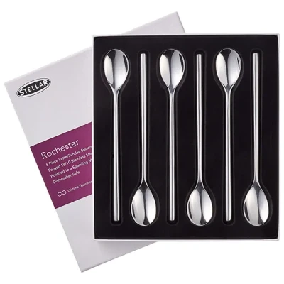 Image of Stellar Rochester Polished 6 Piece Latte/Sundae Spoon Gift Box Set