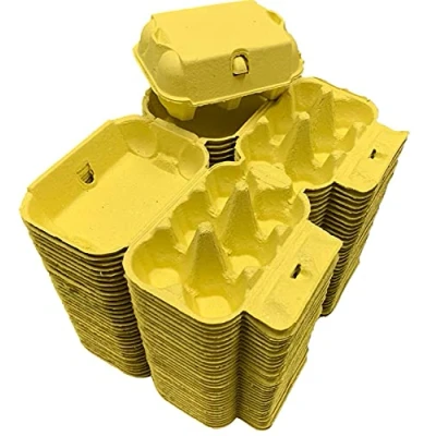 Image of Anglia Farm Supplies Effect 6 Marne Yellow Egg Boxes fibre half dozen cartons sheet 8 labels (30 Cartons)