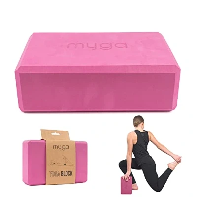 Image of Myga Yoga Block Lightweight EVA Foam Brick High Density Non Slip for Poses, Pilates, Balance and Flexibility Plum