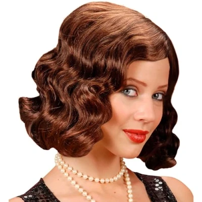 Image of Roaring 20s Brown Wig for Hair Accessory Fancy Dress