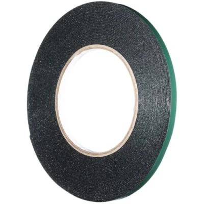 Image of YoiYee 6mm x 10m Double Sided Foam Tape, Strong Sticky Adhesive Green Film Glazing Heavy Duty PE Sponge Strip Mounting Black