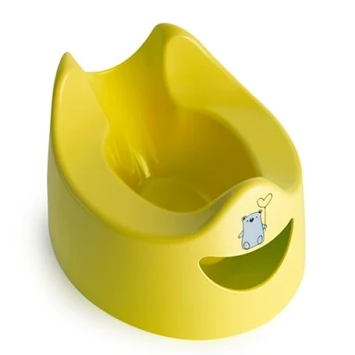 Image of Toddler Essentials Easy Pour Potty Bright Yellow Portable Training Toilet Seat for Toddlers Hygienic, to Clean, and Travel Friendly