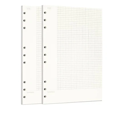 Image of Zelten 2 Pack B5 90 Sheets/180 Pages Connell Loose Leaf Punched Paper Refills for 9 Hole Binder Personal Organizer Diary Notebook Refillable Planner