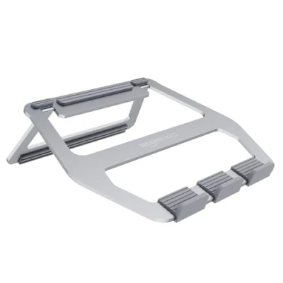 Image of Amazon Basics Aluminum Portable Foldable Height Adjustable Support Stand for Laptops up to 13&quot;, Silver