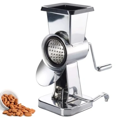 Image of Westmark Almond Drum Mill Made Of Stainless Steel With 2 Grinding Drums And Suction Base, Height: 21 cm, Steel/Plastic, Exklusiv, Silver/Black, 97172260