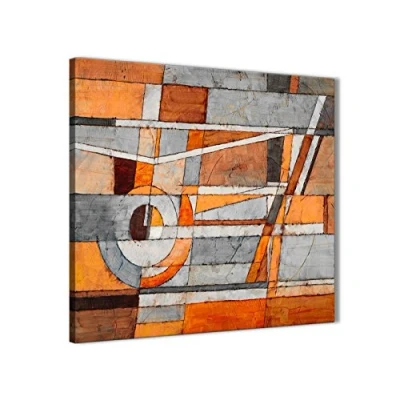 Image of Wallfillers Burnt Orange Grey Painting Bathroom Canvas Wall Art Accessories Abstract 1s405s 49cm Square Print