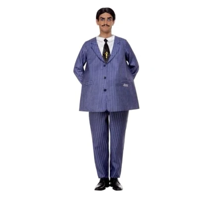 Image of Smiffys The Addams Family Gomez Costume, Adult, Purple, Includes Top, Trousers, Moustache &amp; Wig, Officially Licensed, Full costume perfect for parties or Halloween