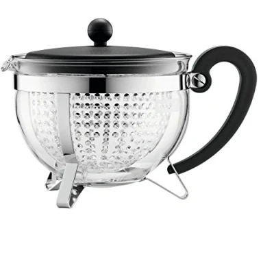 Image of Bodum Chambord Tea Pot with Coloured Plastic Lid 1.3 L/44 oz, Black