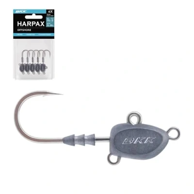 Image of BKK Harpax Offshore jighead Hook 7/0 3/4oz 3 Pack Bright Tin Coating Needle Point