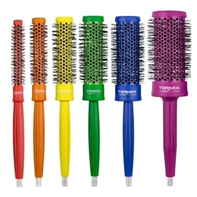 Image of Termix C·Ramic Pride Pack of 6 Round Ceramic Thermal Brushes with Ionised Bristles Leather Toiletry Bag Included Inspired by the Diversity and Freedom LGTBI Flag