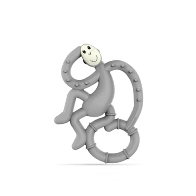 Image of Matchstick Monkey, Antimicrobial Silicone Teether, Easy To Grip, BPA Free, 3 Months Old+, 10 cm, Grey Mini Monkey