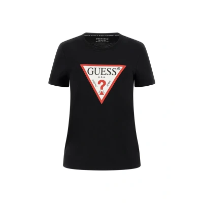 Image of Guess Original TEE Print Tshirt, Women&#039;s, Size: XS, Jet black