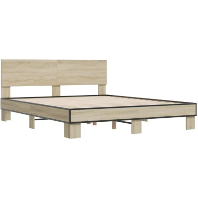 Image of vidaXL Bed Frame without Mattress Sonoma Oak 160x200 cm