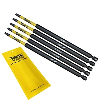 Image of 5 x SabreCut SCTP25152_5 152mm T25 TX25 Torx Tamper Proof Security Magnetic Impact Screwdriver Driver Bits Set Heavy Duty Compatible with Dewalt Milwaukee Bosch Makita and More